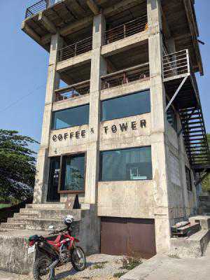The coffee tower and my motorcycle