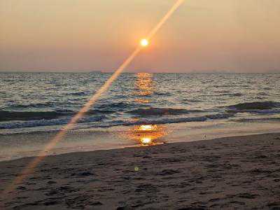 Sunset on the empty beach in Koh Jum
